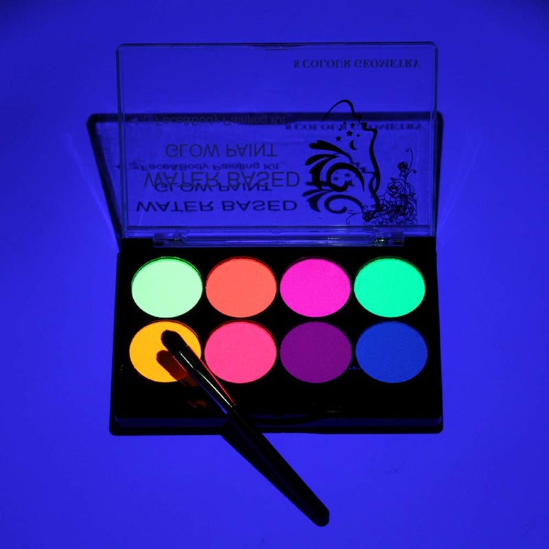 Felico UV Face Paint Kit, Glow In The Dark Paint, Neon Fluorescent Body Painting 8 Colors Professional Brush,Water Based Black Lights Makeup,Halloween Party Supplies,Projects Costumes Theater - Image 3